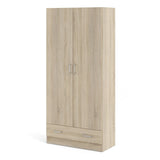 Wooden Wardrobe 170cm High With 2 Doors And 1 Drawer - Space