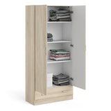 Wooden Wardrobe 170cm High With 2 Doors And 1 Drawer - Space