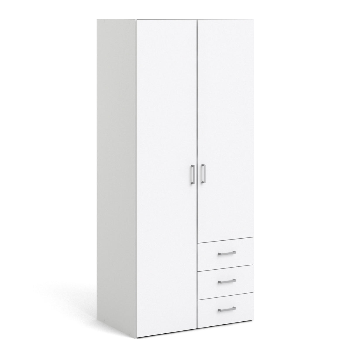Wooden Wardrobe 175cm High With 2 Doors And 3 Drawers - Space
