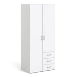 Wooden Wardrobe 175cm High With 2 Doors And 3 Drawers - Space