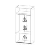 Wooden Wardrobe 175cm High With 2 Sliding Doors - Space