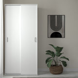 Wooden Wardrobe 175cm High With 2 Sliding Doors - Space
