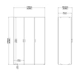 Wooden Wardrobe 175cm High With 3 Doors - Space