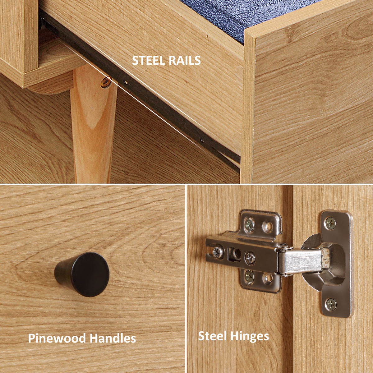 Wooden Wardrobe 180cm H x 80cm W With 2 Doors And 2 Drawers - Velmora