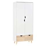 Wooden Wardrobe 180cm H x 80cm W x 40cm D With 2 Doors And 2 Drawers - Velmora