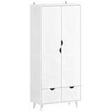 Wooden Wardrobe 180cm H x 80cm W x 40cm D With 2 Doors And 2 Drawers - Velmora