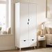 Wooden Wardrobe 180cm H x 80cm W x 40cm D With 2 Doors And 2 Drawers - Velmora