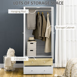 Wooden Wardrobe 180cm H x 80cm W x 50cm D With 2 Doors And 2 Drawers - Velmora