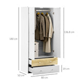 Wooden Wardrobe 180cm H x 80cm W x 50cm D With 2 Doors And 2 Drawers - Velmora