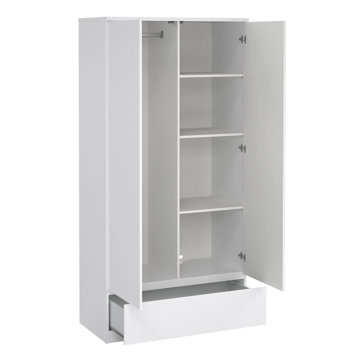Wooden Wardrobe With 2 Doors And 1 Drawer - Naia
