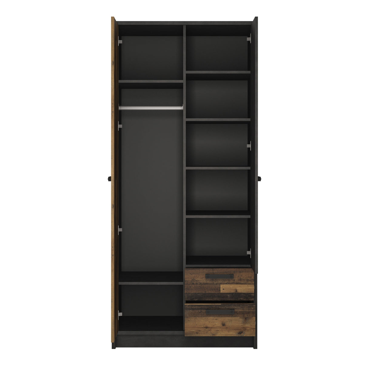 Wooden Wardrobe With 2 Doors And 2 Drawers - Brooklyn