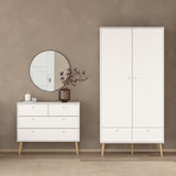 Wooden Wardrobe With 2 Doors And 2 Drawers - Cumbria