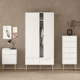 Wooden Wardrobe With 2 Doors And 2 Drawers - Cumbria