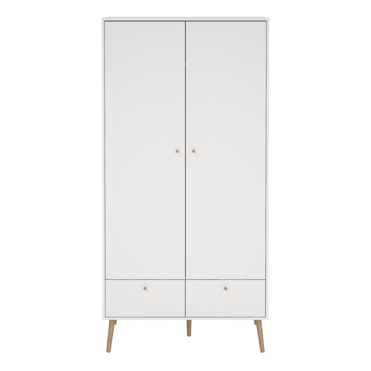 Wooden Wardrobe With 2 Doors And 2 Drawers - Cumbria