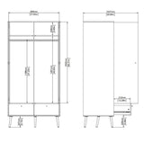 Wooden Wardrobe With 2 Doors And 2 Drawers - Cumbria