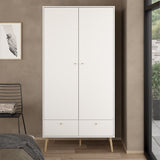 Wooden Wardrobe With 2 Doors And 2 Drawers - Cumbria