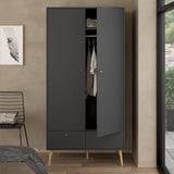 Wooden Wardrobe With 2 Doors And 2 Drawers - Cumbria