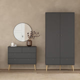 Wooden Wardrobe With 2 Doors And 2 Drawers - Cumbria