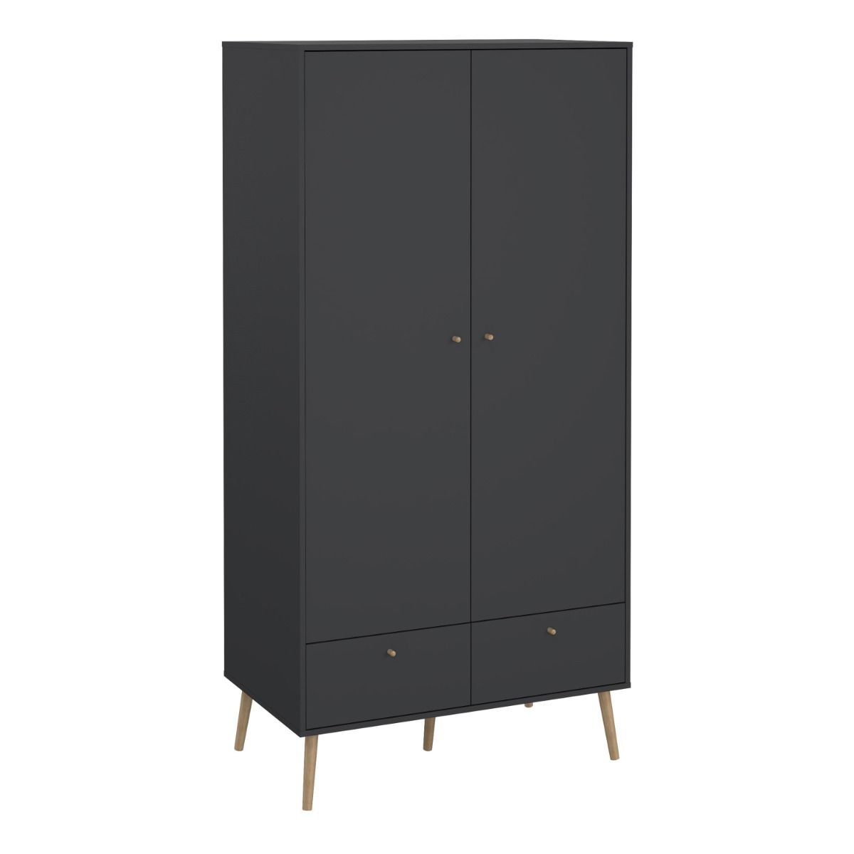 Wooden Wardrobe With 2 Doors And 2 Drawers - Cumbria