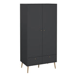 Wooden Wardrobe With 2 Doors And 2 Drawers - Cumbria