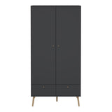 Wooden Wardrobe With 2 Doors And 2 Drawers - Cumbria
