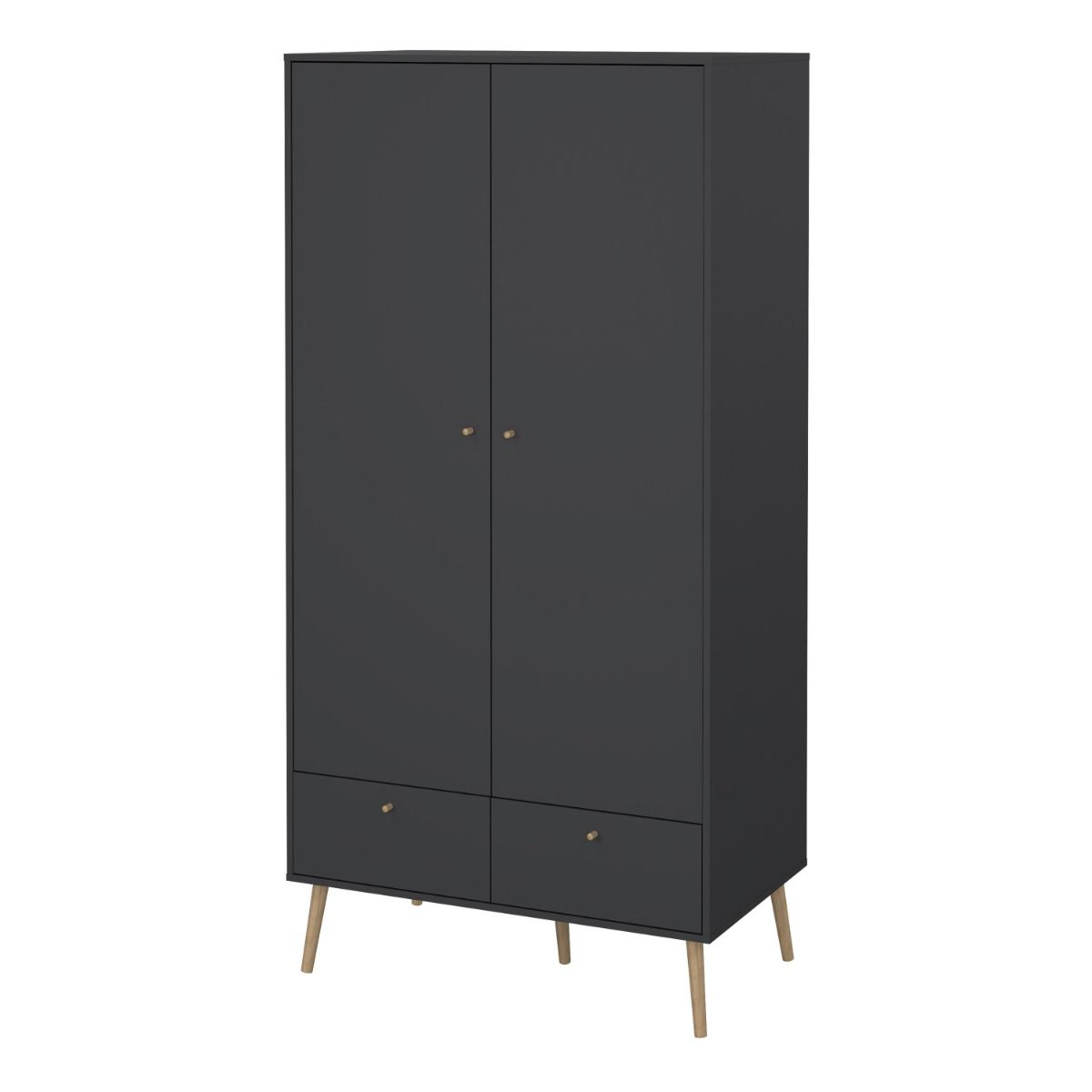 Wooden Wardrobe With 2 Doors And 2 Drawers - Cumbria