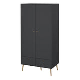 Wooden Wardrobe With 2 Doors And 2 Drawers - Cumbria
