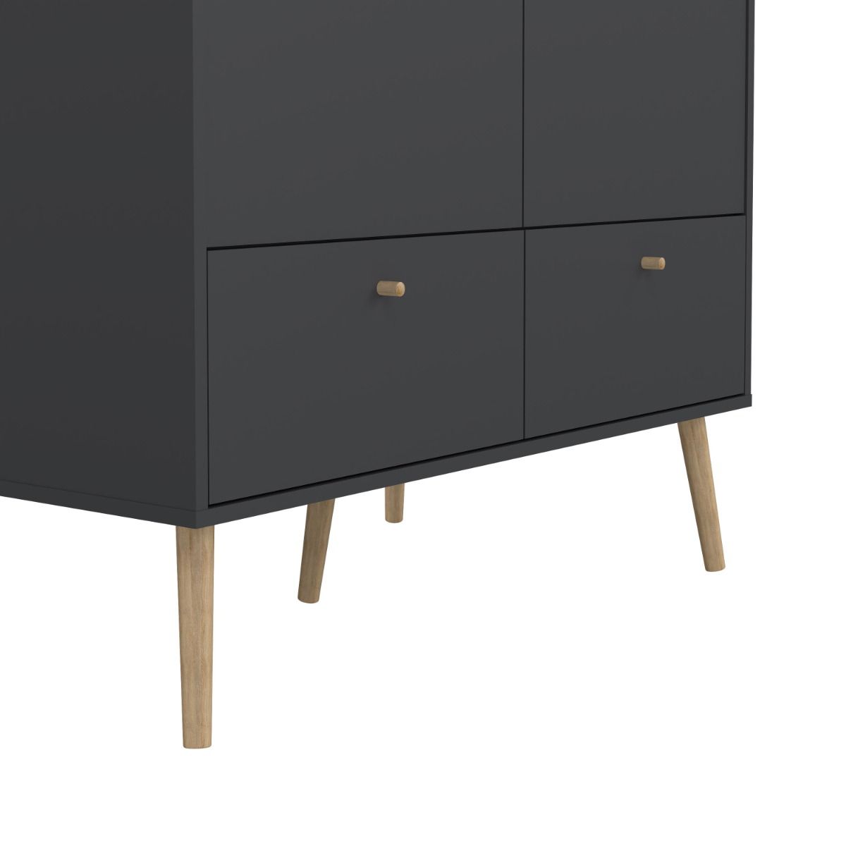 Wooden Wardrobe With 2 Doors And 2 Drawers - Cumbria