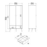 Wooden Wardrobe With 2 Doors And 2 Drawers - Cumbria