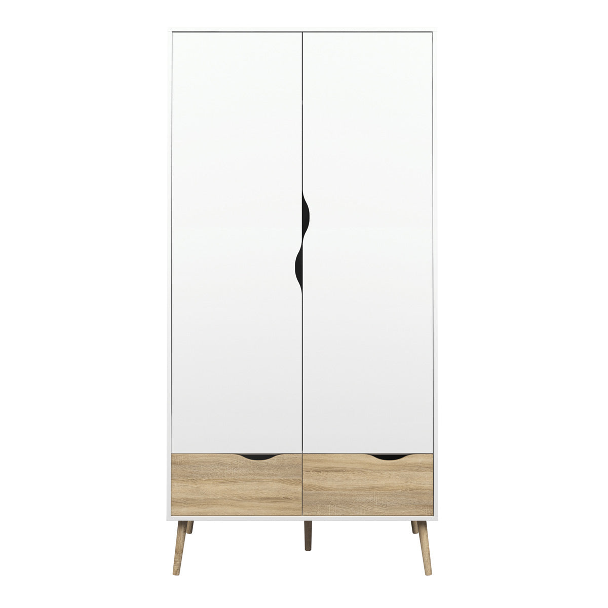 Wooden Wardrobe With 2 Doors And 2 Drawers - Oslo