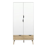Wooden Wardrobe With 2 Doors And 2 Drawers - Oslo