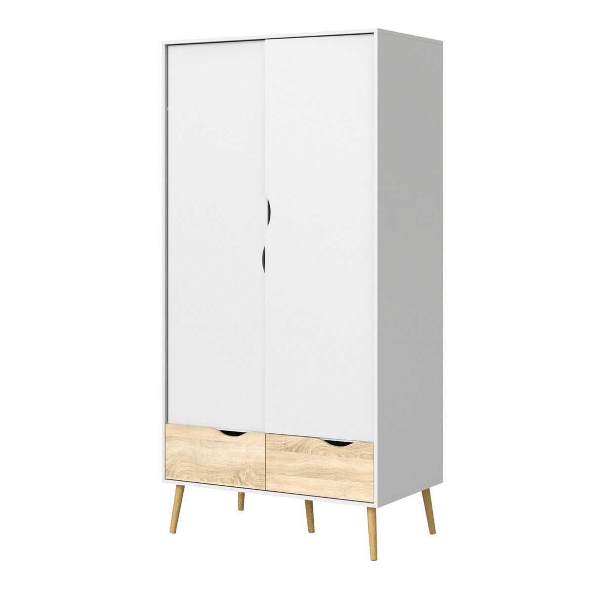 Wooden Wardrobe With 2 Doors And 2 Drawers - Oslo