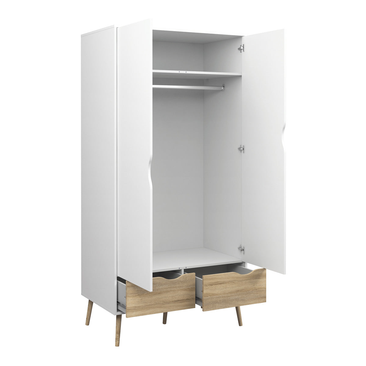 Wooden Wardrobe With 2 Doors And 2 Drawers - Oslo