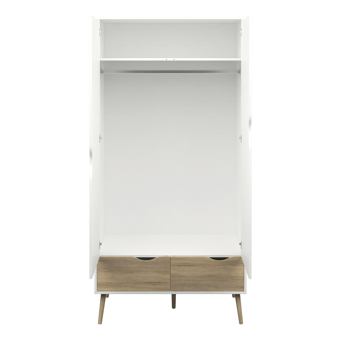 Wooden Wardrobe With 2 Doors And 2 Drawers - Oslo