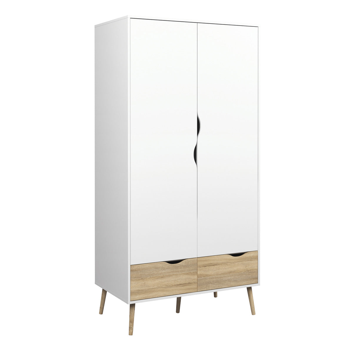 Wooden Wardrobe With 2 Doors And 2 Drawers - Oslo