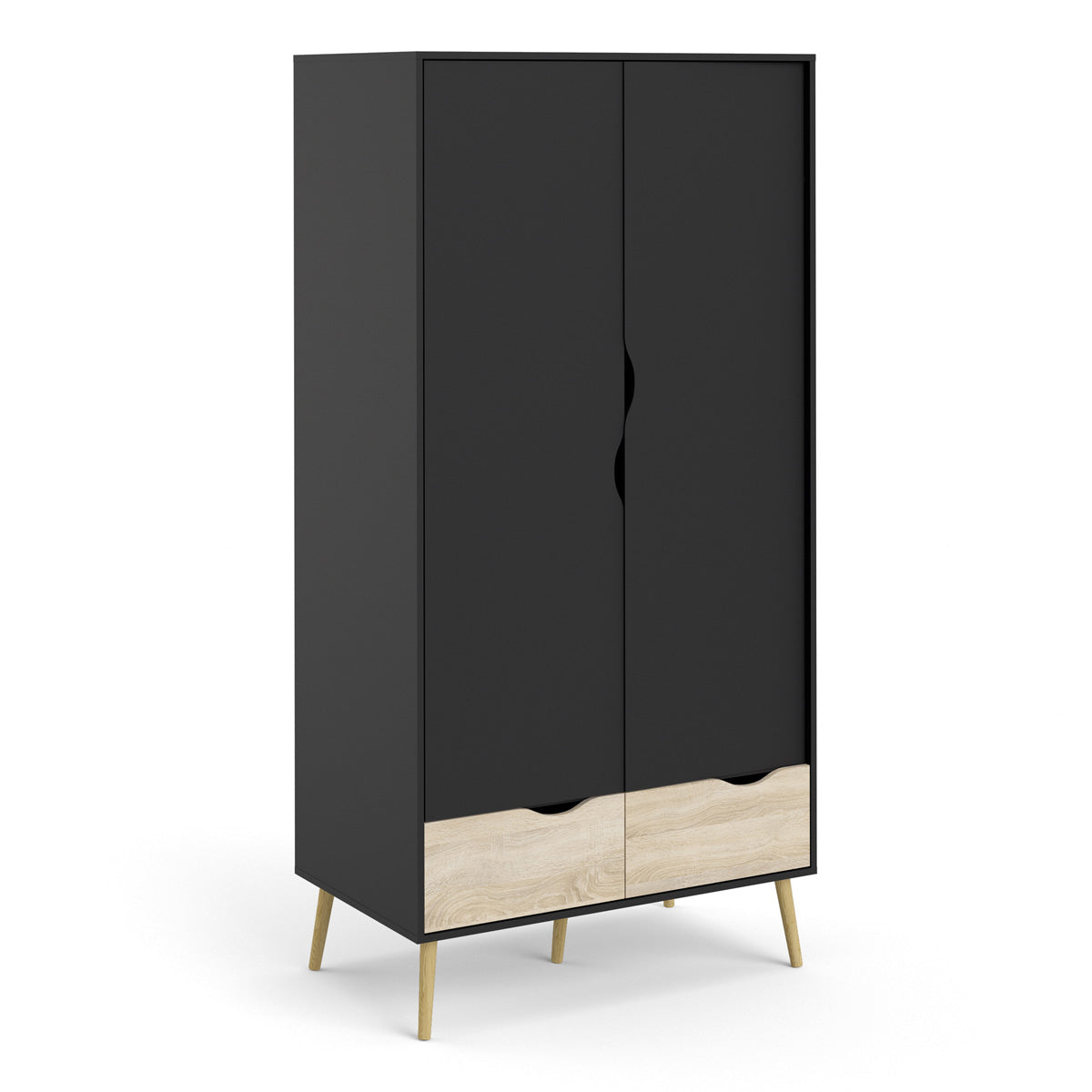 Wooden Wardrobe With 2 Doors And 2 Drawers - Oslo