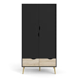 Wooden Wardrobe With 2 Doors And 2 Drawers - Oslo