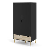 Wooden Wardrobe With 2 Doors And 2 Drawers - Oslo