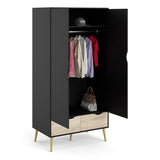 Wooden Wardrobe With 2 Doors And 2 Drawers - Oslo