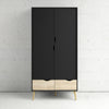 Wooden Wardrobe With 2 Doors And 2 Drawers - Oslo