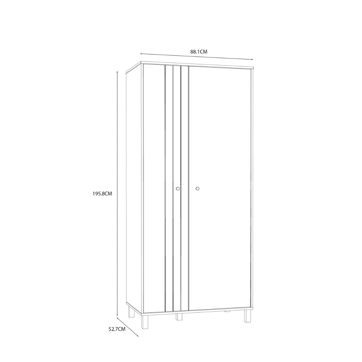 Wooden Wardrobe With 2 Doors - Grafton