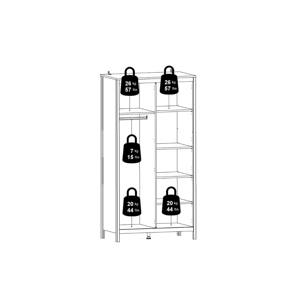Wooden Wardrobe With 2 Doors - Madrid