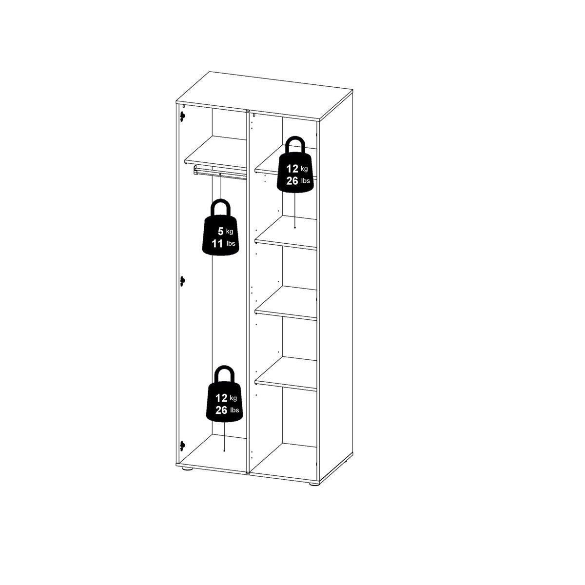 Wooden Wardrobe With 2 Doors - Pepe