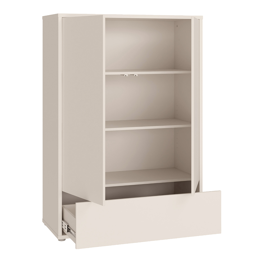 Wooden Wardrobe With 2 Push-to-Open Doors And Drawer - Alice Springs