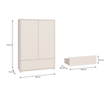 Wooden Wardrobe With 2 Push-to-Open Doors And Drawer - Alice Springs