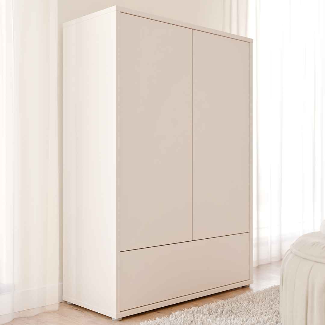 Wooden Wardrobe With 2 Push-to-Open Doors And Drawer - Alice Springs