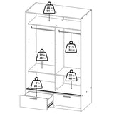 Wooden Wardrobe With 2 Sliding Doors And 2 Drawers - Line