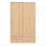 Wooden Wardrobe With 2 Sliding Doors And 2 Drawers - Line