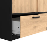 Wooden Wardrobe With 2 Sliding Doors And 2 Drawers - Line