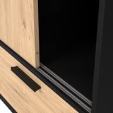 Wooden Wardrobe With 2 Sliding Doors And 2 Drawers - Line